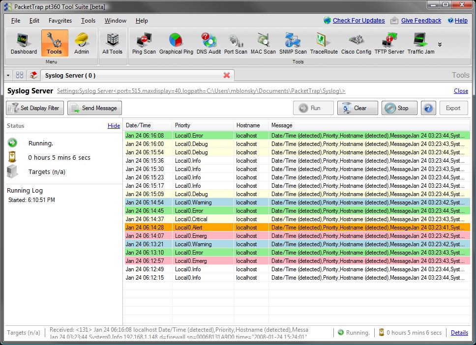 Free PacketTrap Syslog Server 2.3.11